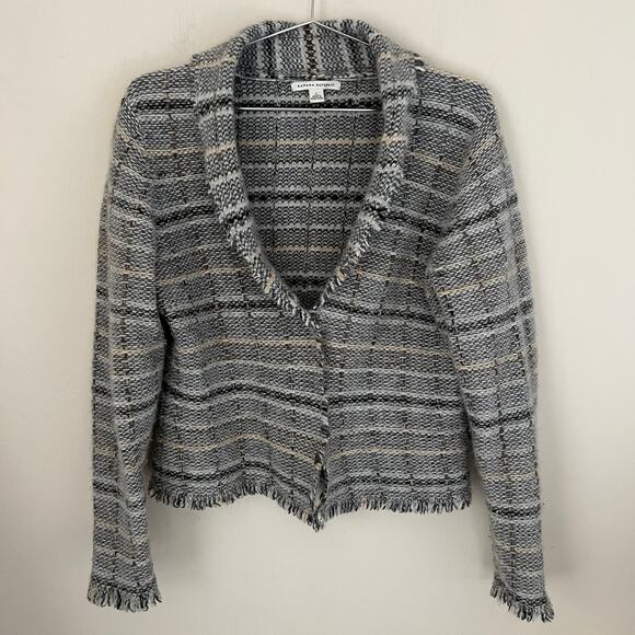 BANANA REPUBLIC Women's Angora & Wool Blend Grey Beige Tan Cardigan Size L - Picture 1 of 11